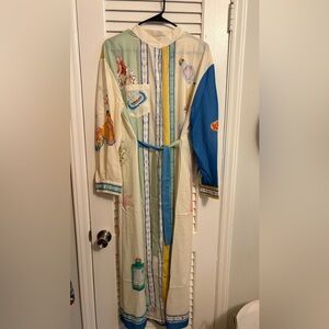 Colorful Patterned Dress with Blue Sleeve